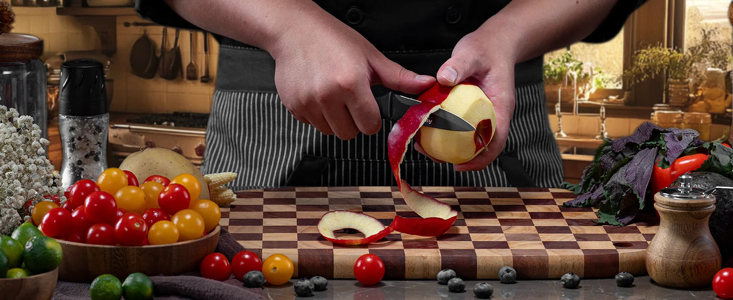 15PCS/ Knife Set with Sharpener Block - German Stainless Steel, Dishwasher Safe/ Built-in Sharpener