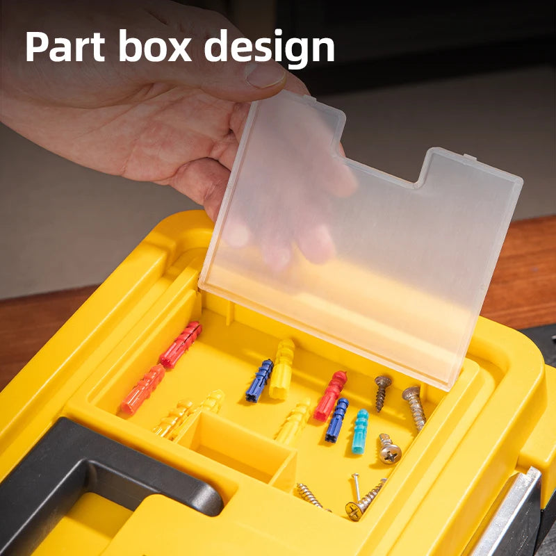 17in Plastic Tool Box, Storage Organizer with Secure Latch, Portable , Perfect for Home, Garage, and DIY Projects