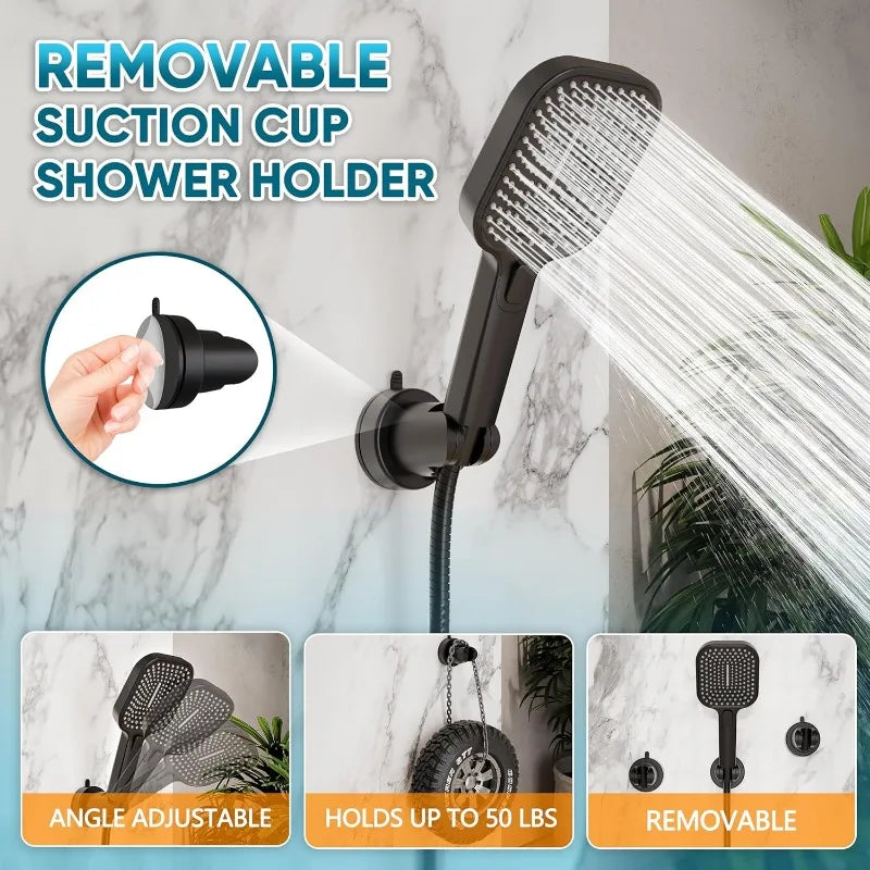 Rain Shower Heads with Handheld Spray Combo, 10 Inch High Pressure Rainfall Shower Head with 11" Extension Arm