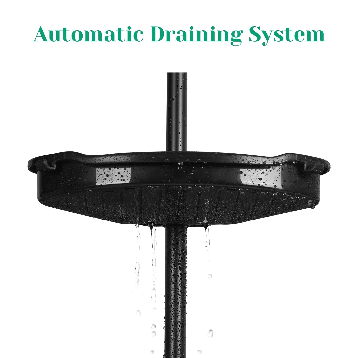 Corner Shower Caddy with Tension Pole/ Adjustable Shelves/ Storage Organizer with Rubber Pad,101.6 - 122 Inch H