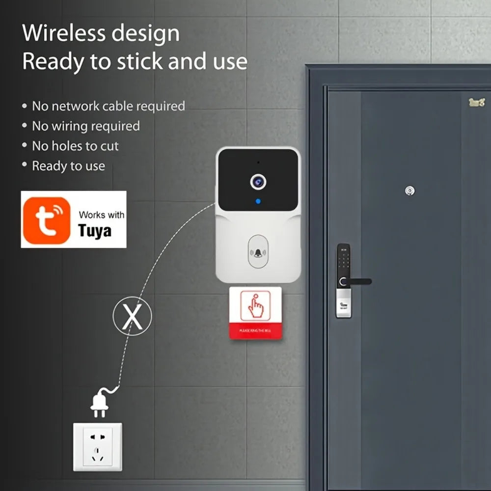Secure Home Monitoring/ Wireless Smart Video Doorbell, 2.4G WiFi Home Security Camera, 2-way Audio, Night vision, Battery