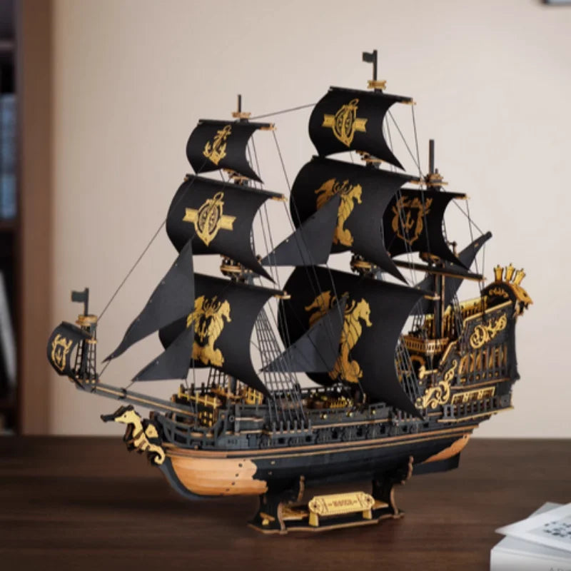 For Teens and Adults/ Robotime 3D Puzzle/ Wooden Seahouse Barque Model kits/ Home Desk Decoration Gift