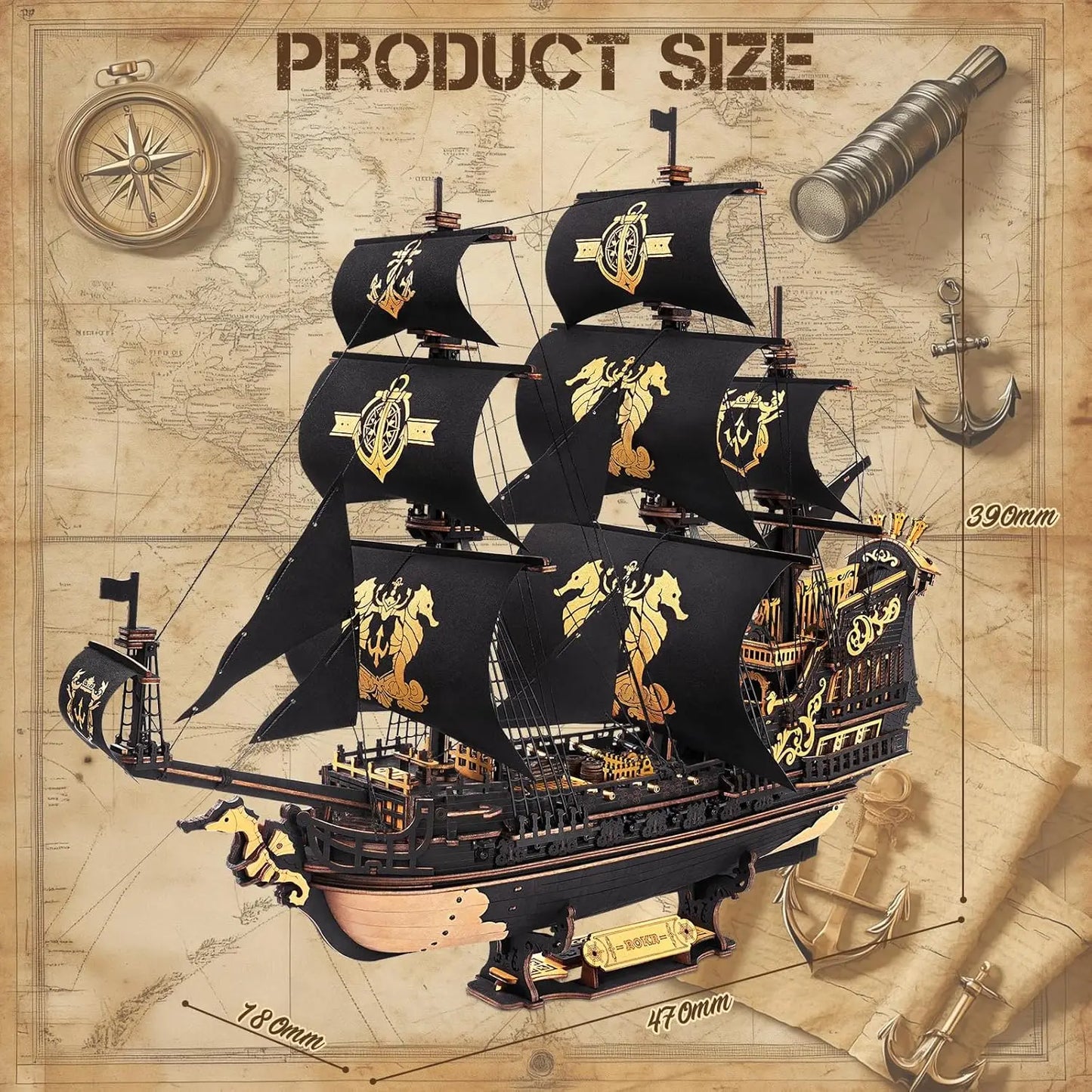 For Teens and Adults/ Robotime 3D Puzzle/ Wooden Seahouse Barque Model kits/ Home Desk Decoration Gift