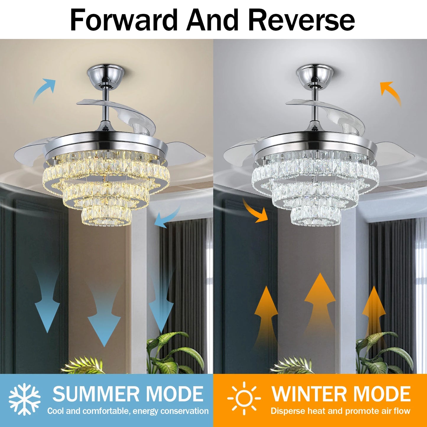 Modern Ceiling Fan Led Light/ Remote Control/ Living Dining Room Ceiling Fan Lamp/ Chandelier Indoor Decor Fixture BLDC Intelligent