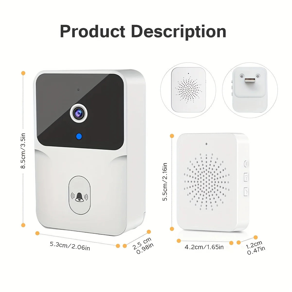 Secure Home Monitoring/ Wireless Smart Video Doorbell, 2.4G WiFi Home Security Camera, 2-way Audio, Night vision, Battery