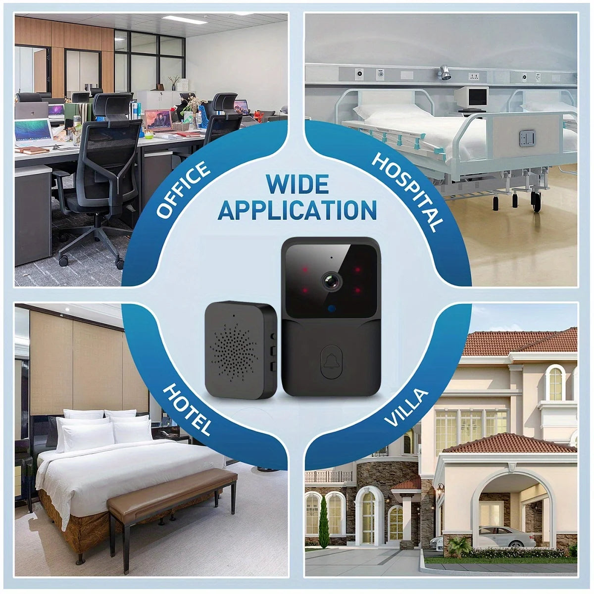 Secure Home Monitoring/ Wireless Smart Video Doorbell, 2.4G WiFi Home Security Camera, 2-way Audio, Night vision, Battery