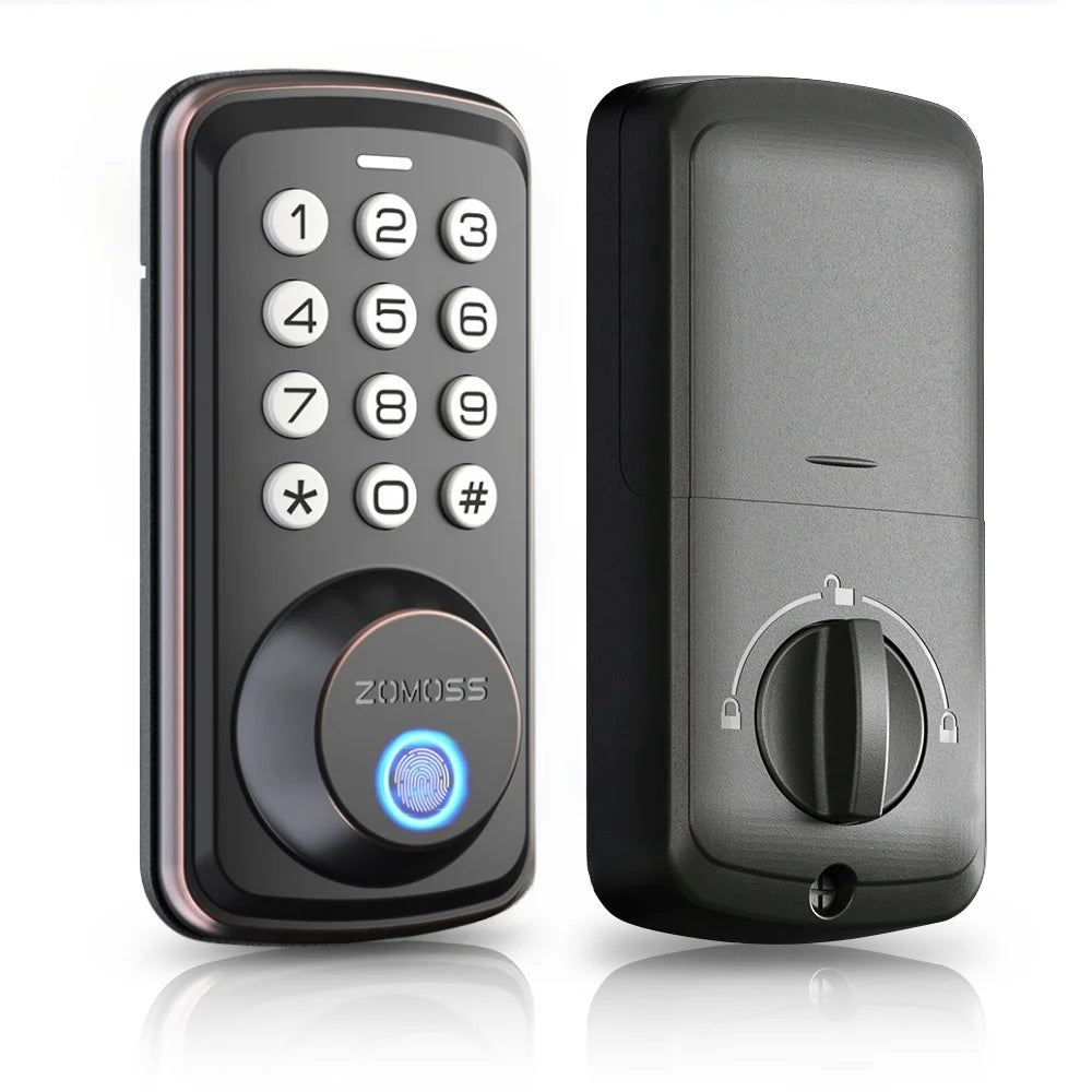 Fingerprint No Handle  Keyless Entry Door Lock Deadbolt/Two Back-up Keys/20 Touch Locking And 20 User Codes